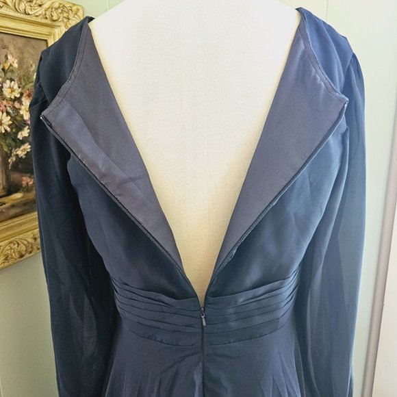 Navy Blue Chiffon Formal Dress, Wedding, Prom, Bridesmaid, Party, Evening, Opera - Picture 12 of 16